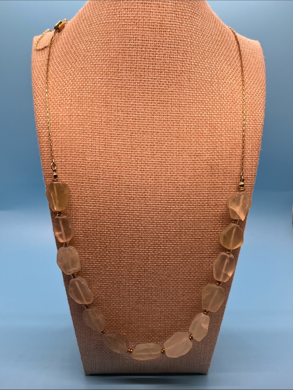 Erica Lyons Gold-Tone Necklace with Pale Pink Faceted Beads